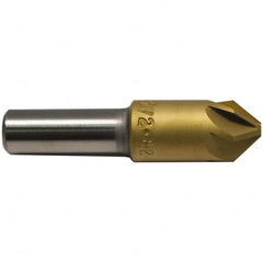 M.A. Ford - 1/4" Head Diam, 1/4" Shank Diam, 6 Flute 120° High Speed Steel Countersink - TiN Finish, 2" OAL - Caliber Tooling