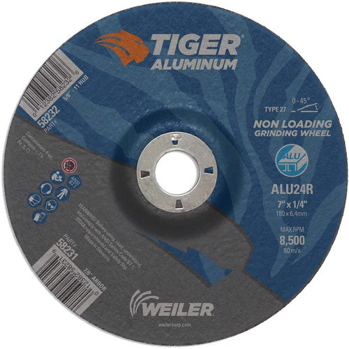 7X1/4 TIGER ALUM T27 GRIND WHL - Caliber Tooling