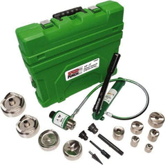 Greenlee - 18 Piece, 0.885 to 4.544" Punch Hole Diam, Power Knockout Set - Round Punch, 10 Gage Mild Steel - Caliber Tooling