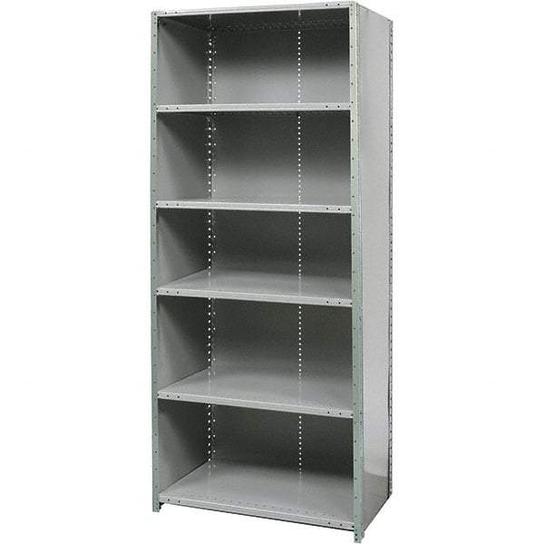 Hallowell - 6 Shelf, 750 Lb. Capacity, Free Standing Closed Shelving - 48 Inch Wide x 12 Inch Deep x 87 Inch High, Gray - Caliber Tooling