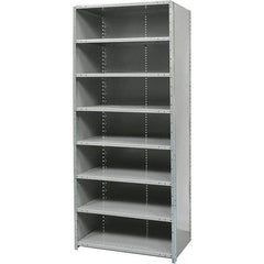 Hallowell - 8 Shelf, 750 Lb. Capacity, Free Standing Closed Shelving - 48 Inch Wide x 12 Inch Deep x 87 Inch High, Gray - Caliber Tooling