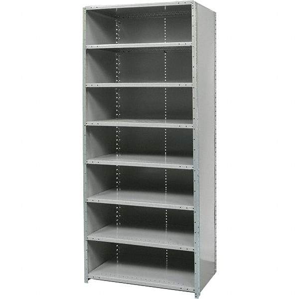 Hallowell - 8 Shelf, 800 Lb. Capacity, Free Standing Closed Shelving - 36 Inch Wide x 18 Inch Deep x 87 Inch High, Gray - Caliber Tooling