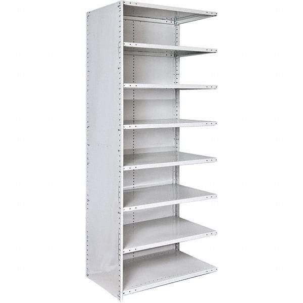 Hallowell - 8 Shelf, 500 Lb. Capacity, Closed Shelving Add-On Unit - 36 Inch Wide x 18 Inch Deep x 87 Inch High, Platinum - Caliber Tooling