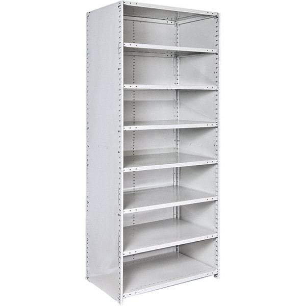 Hallowell - 8 Shelf, 500 Lb. Capacity, Closed Shelving Starter Unit - 36 Inch Wide x 18 Inch Deep x 87 Inch High, Platinum - Caliber Tooling