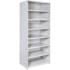 Hallowell - 8 Shelf, 375 Lb. Capacity, Closed Shelving Starter Unit - 48 Inch Wide x 12 Inch Deep x 87 Inch High, Platinum - Caliber Tooling