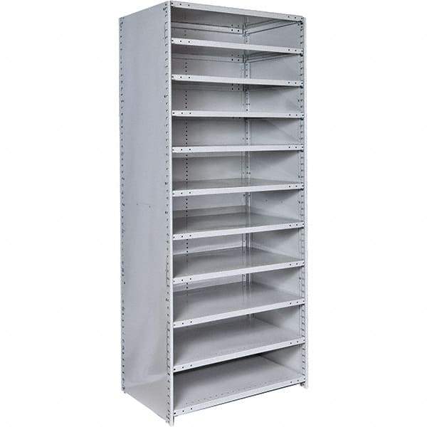 Hallowell - 11 Shelf, 375 Lb. Capacity, Closed Shelving Starter Unit - 48 Inch Wide x 12 Inch Deep x 87 Inch High, Platinum - Caliber Tooling