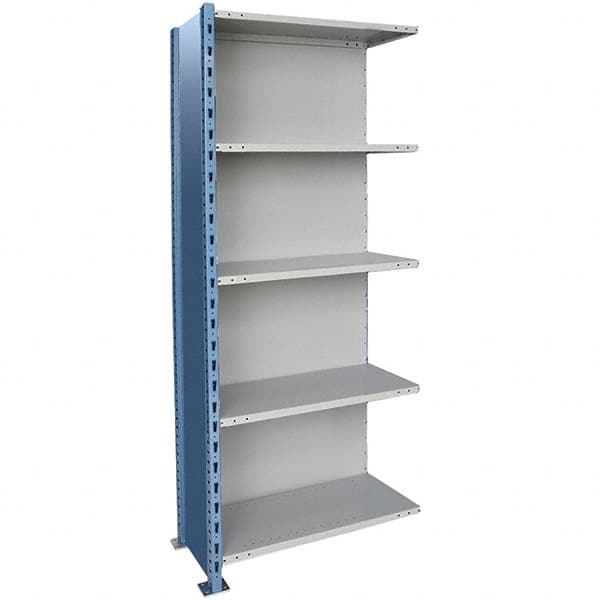 Hallowell - 5 Shelf, 900 Lb. Capacity, Closed Shelving Add-On Unit - 48 Inch Wide x 18 Inch Deep x 87 Inch High, Blue and Platinum - Caliber Tooling