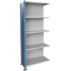 Hallowell - 5 Shelf, 800 Lb. Capacity, Closed Shelving Add-On Unit - 36 Inch Wide x 18 Inch Deep x 87 Inch High, Blue and Platinum - Caliber Tooling