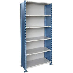 Hallowell - 6 Shelf, 900 Lb. Capacity, Closed Shelving Starter Unit - 48 Inch Wide x 18 Inch Deep x 123 Inch High, Blue and Platinum - Caliber Tooling