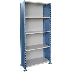 Hallowell - 5 Shelf, 800 Lb. Capacity, Closed Shelving Starter Unit - 36 Inch Wide x 24 Inch Deep x 123 Inch High, Blue and Platinum - Caliber Tooling