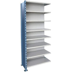 Hallowell - 8 Shelf, 900 Lb. Capacity, Closed Shelving Add-On Unit - 48 Inch Wide x 24 Inch Deep x 123 Inch High, Blue and Platinum - Caliber Tooling