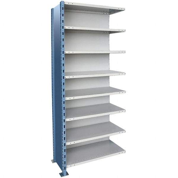 Hallowell - 8 Shelf, 450 Lb. Capacity, Closed Shelving Add-On Unit - 48 Inch Wide x 18 Inch Deep x 87 Inch High, Blue and Platinum - Caliber Tooling