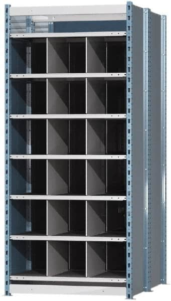 Hallowell - 18 Bin Heavy-Duty Deep Bin Industrial Shelving - 36 Inch Overall Width x 48 Inch Overall Depth x 87 Inch Overall Height, Blue and Platinum Steel Bins - Caliber Tooling