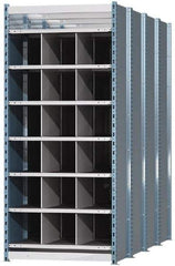 Hallowell - 18 Bin Heavy-Duty Deep Bin Industrial Shelving - 36 Inch Overall Width x 96 Inch Overall Depth x 87 Inch Overall Height, Blue and Platinum Steel Bins - Caliber Tooling