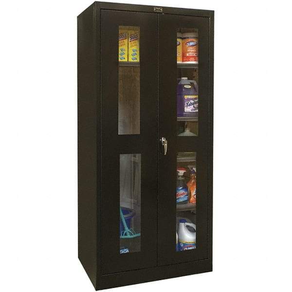 Hallowell - 4 Shelf Combination Storage Cabinet - Steel, 48" Wide x 18" Deep x 78" High, Black - Caliber Tooling