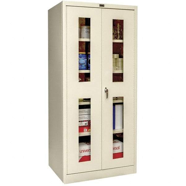 Hallowell - 4 Shelf Locking Storage Cabinet - Steel, 48" Wide x 18" Deep x 72" High, Tan - Caliber Tooling