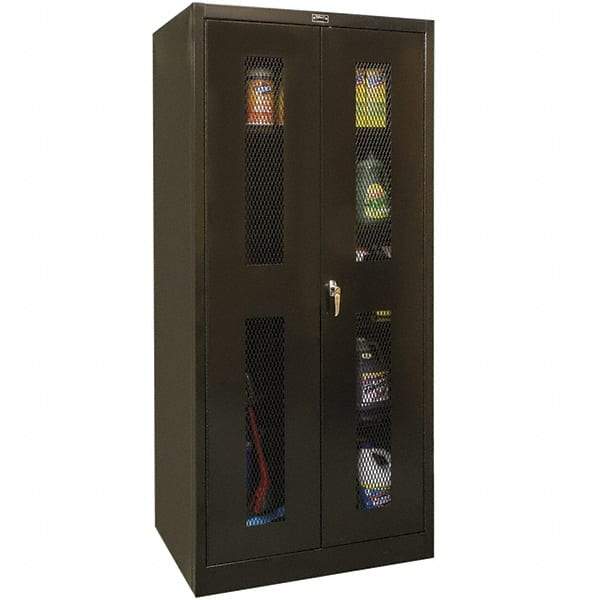 Hallowell - 4 Shelf Combination Storage Cabinet - Steel, 48" Wide x 18" Deep x 72" High, Black - Caliber Tooling