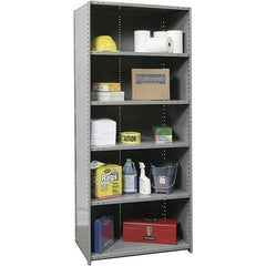 Hallowell - 6 Shelf, 350 Lb. Capacity, Closed Shelving Starter Unit - 48 Inch Wide x 24 Inch Deep x 87 Inch High, Gray - Caliber Tooling