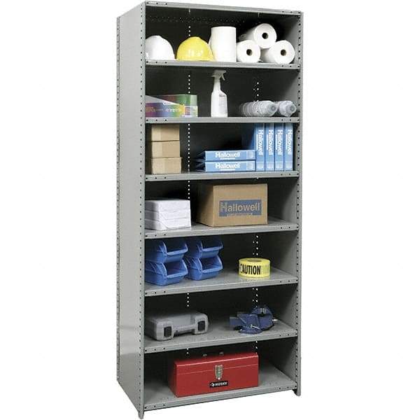 Hallowell - 8 Shelf, 500 Lb. Capacity, Closed Shelving Starter Unit - 36 Inch Wide x 18 Inch Deep x 87 Inch High, Gray - Caliber Tooling