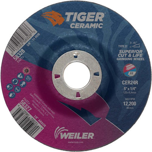 5X1/4 TIGER CERAMIC T27 GRIND WHL - Caliber Tooling