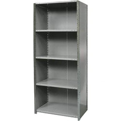 Hallowell - 5 Shelf, 750 Lb. Capacity, Free Standing Closed Shelving - 48 Inch Wide x 12 Inch Deep x 87 Inch High, Gray - Caliber Tooling