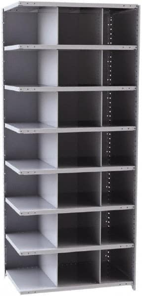 Hallowell - 21 Bin Closed Industrial Bin Shelving - 36 Inch Overall Width x 24 Inch Overall Depth x 87 Inch Overall Height, Gray Metal Bins - Caliber Tooling