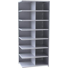 Hallowell - 14 Bin Closed Industrial Bin Shelving - 36 Inch Overall Width x 12 Inch Overall Depth x 87 Inch Overall Height, Gray Metal Bins - Caliber Tooling