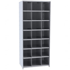 Hallowell - 21 Bin Closed Industrial Bin Shelving - 36 Inch Overall Width x 18 Inch Overall Depth x 87 Inch Overall Height, Gray Metal Bins - Caliber Tooling