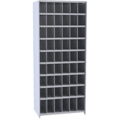 Hallowell - 54 Bin Closed Industrial Bin Shelving - 36 Inch Overall Width x 18 Inch Overall Depth x 87 Inch Overall Height, Gray Metal Bins - Caliber Tooling