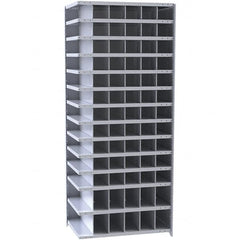 Hallowell - 78 Bin Closed Industrial Bin Shelving - 36 Inch Overall Width x 18 Inch Overall Depth x 87 Inch Overall Height, Gray Metal Bins - Caliber Tooling