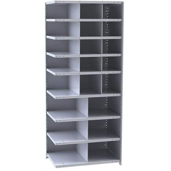 Hallowell - 21 Bin Closed Industrial Bin Shelving - 36 Inch Overall Width x 18 Inch Overall Depth x 87 Inch Overall Height, Gray Metal Bins - Caliber Tooling