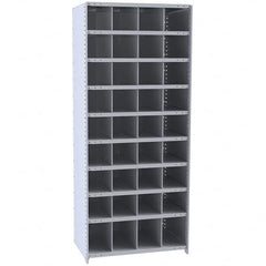 Hallowell - 36 Bin Closed Industrial Bin Shelving - 36 Inch Overall Width x 12 Inch Overall Depth x 87 Inch Overall Height, Gray Metal Bins - Caliber Tooling