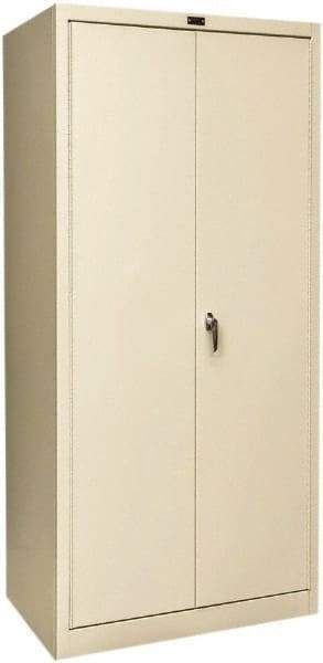 Hallowell - 4 Shelf Combination Storage Cabinet - Steel, 36" Wide x 24" Deep x 72" High, Tan - Caliber Tooling