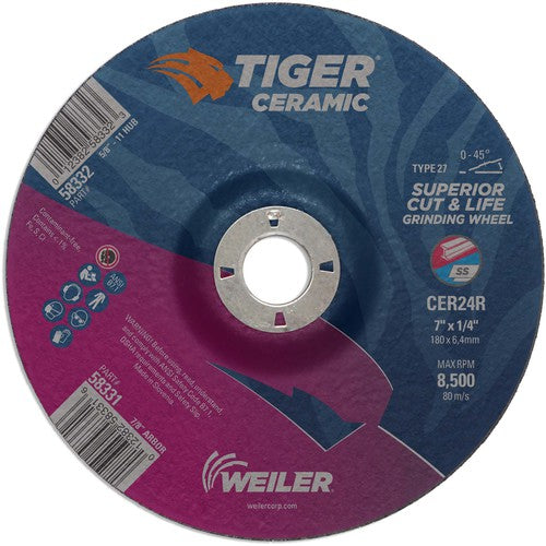 7X1/4 TIGER CERAMIC T27 GRIND WHL - Caliber Tooling