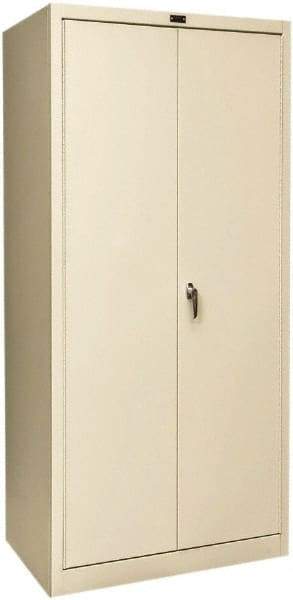 Hallowell - 4 Shelf Combination Storage Cabinet - Steel, 36" Wide x 24" Deep x 78" High, Tan - Caliber Tooling