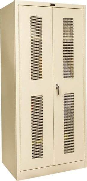 Hallowell - 1 Shelf Wardrobe Storage Cabinet - Steel, 36" Wide x 24" Deep x 78" High, Tan - Caliber Tooling