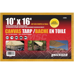 Erickson Manufacturing - Tarps & Dust Covers; Material: Canvas ; Width (Feet): 10.00 ; Grommet: Yes ; Color: Beige ; Length: 16 ; Additional Information: Finished Size May Vary Due to Hem Allowance - Exact Industrial Supply