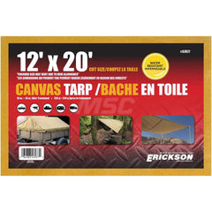 Erickson Manufacturing - Tarps & Dust Covers; Material: Canvas ; Width (Feet): 12.00 ; Grommet: Yes ; Color: Beige ; Length: 20 ; Additional Information: Finished Size May Vary Due to Hem Allowance - Exact Industrial Supply