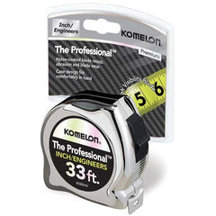 Komelon - 33' x 1" Hi-Vis Yellow/White Blade Tape Measure - Caliber Tooling