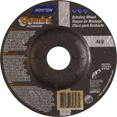 Norton - 24 Grit, 5" Wheel Diam, 1/4" Wheel Thickness, 7/8" Arbor Hole, Type 27 Depressed Center Wheel - Aluminum Oxide - Caliber Tooling