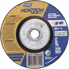 Norton - 36 Grit, 4-1/2" Wheel Diam, 1/8" Wheel Thickness, Type 27 Depressed Center Wheel - Ceramic - Caliber Tooling