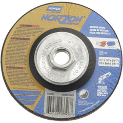 Norton - 24 Grit, 4-1/2" Wheel Diam, 1/4" Wheel Thickness, Type 27 Depressed Center Wheel - Exact Industrial Supply