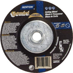 Norton - 36 Grit, 4-1/2" Wheel Diam, 3/32" Wheel Thickness, Type 27 Depressed Center Wheel - Aluminum Oxide - Caliber Tooling