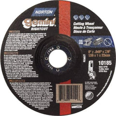 Norton - 46 Grit, 6" Wheel Diam, 7/8" Arbor Hole, Type 27 Depressed Center Wheel - Aluminum Oxide - Caliber Tooling