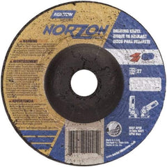 Norton - 24 Grit, 4" Wheel Diam, 1/8" Wheel Thickness, 3/8" Arbor Hole, Type 27 Depressed Center Wheel - Ceramic, 15,280 Max RPM - Caliber Tooling