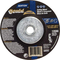 Norton - 36 Grit, 4-1/2" Wheel Diam, 3/32" Wheel Thickness, Type 27 Depressed Center Wheel - Aluminum Oxide - Caliber Tooling