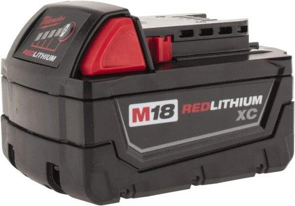 Milwaukee Tool - 18 Volt Lithium-Ion Power Tool Battery - 4 Ahr Capacity, 1-1/2 hr Charge Time, Series M18 XC RED - Caliber Tooling
