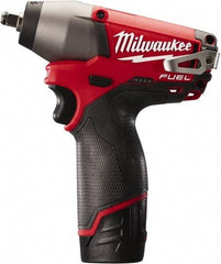 Milwaukee Tool - 3/8" Drive 12 Volt Pistol Grip Cordless Impact Wrench & Ratchet - 0 to 2,650 RPM, 0 to 3,500 BPM, 116.66 Ft/Lb Torque, 2 Lithium-Ion Batteries Included - Caliber Tooling