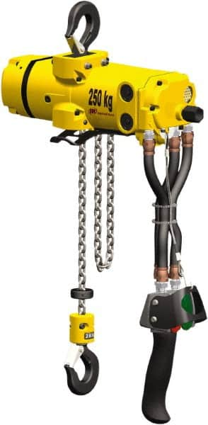 Ingersoll-Rand - 275 Lb Load Limit, 10' Max Height Air Chain Hoist - 32 SCFM at 90 PSI, 43 FPM Lift Speed, 11-1/2" Min Headroom, Pendant Control - Caliber Tooling