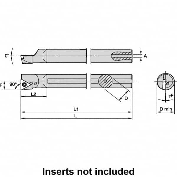 Kennametal - 11mm Min Bore Diam, 124.75mm OAL, 8mm Shank Diam, L-STFP Indexable Boring Bar - 19.12mm Max Bore Depth, TP.. 090204 Insert, Screw Holding Method - Caliber Tooling